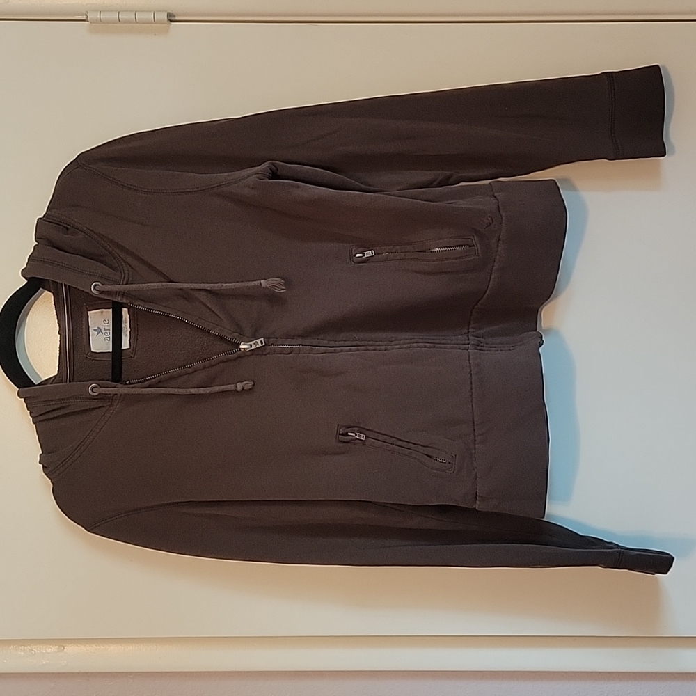 Aerie Medium Zip-up Brown Hoodie with Zipper Pockets